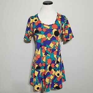 Nwt LuLaRoe Perfect T Shirt XXS Womens Bold Colorful Geometric Swing Tunic Top